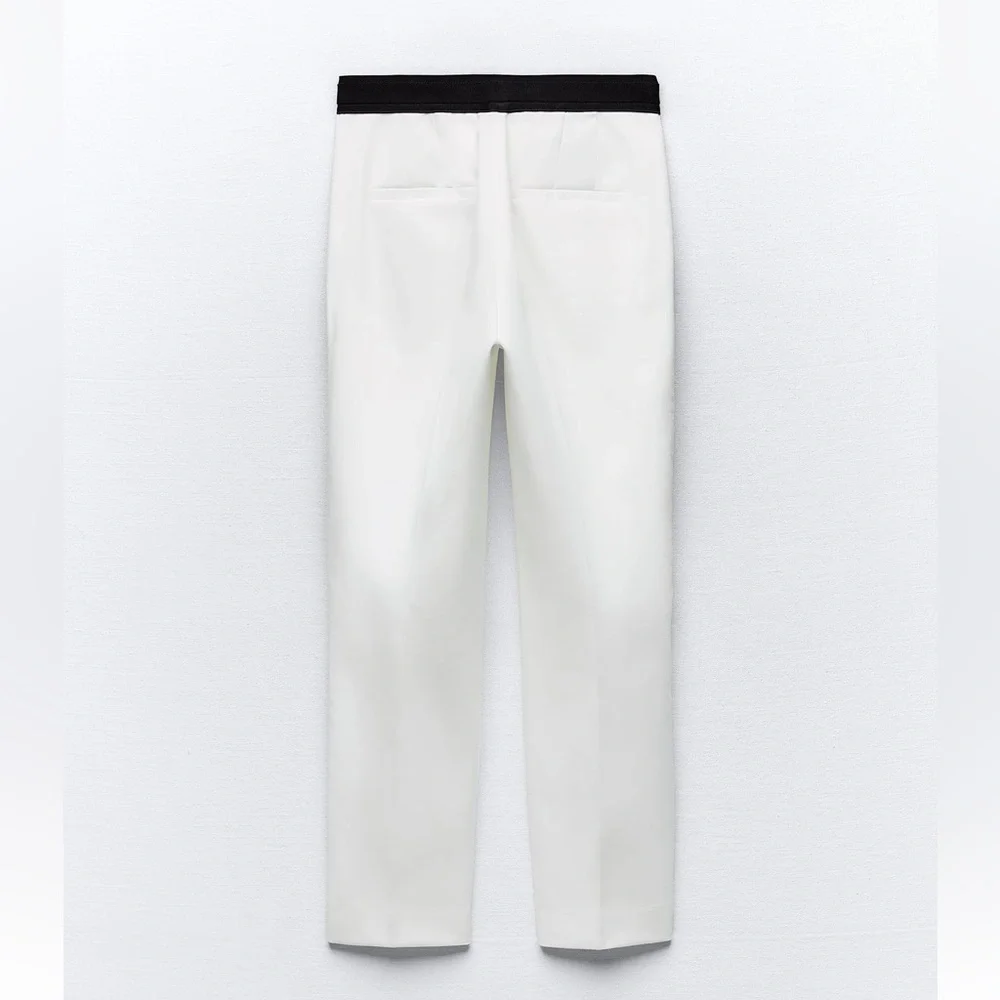 Zara white jogger waist pants with black elastic band - Picture 16 of 16